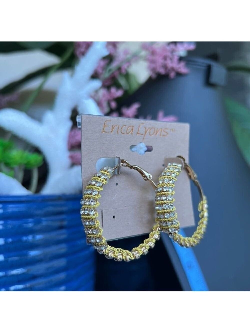 Yellow Chain Wrapped Hoops Erica Lyons Earrings $16ea / 3 for $25